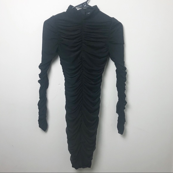 Black Long-sleeve Mini Dress - Picture 2 of 4